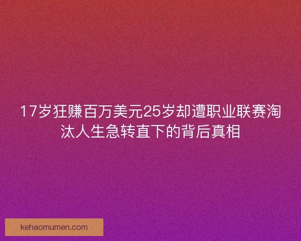 17岁狂赚百万美元25岁却遭职业联赛淘汰人生急转直下的背后真相