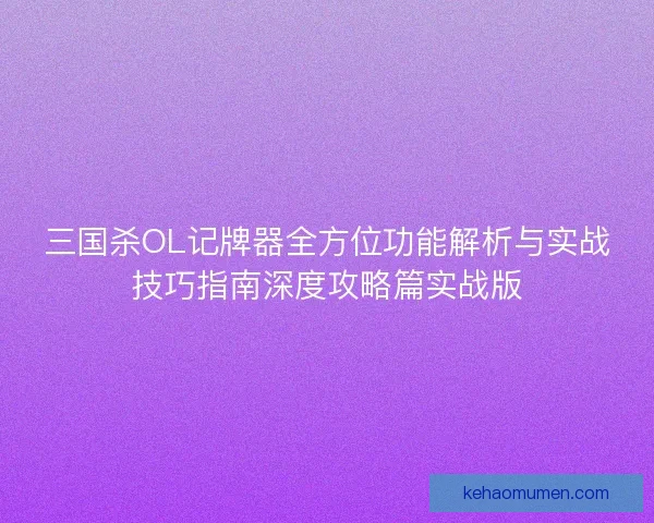 三国杀OL记牌器全方位功能解析与实战技巧指南深度攻略篇实战版
